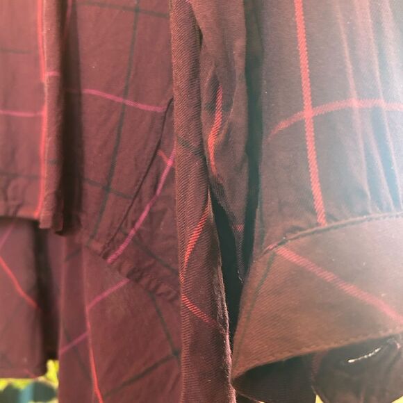 J. Jill Women’s Deep Red Button Down Shirt with Windowpane Design, S - Picture 7 of 8